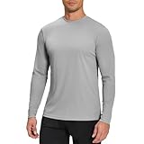 Weardear Sport T Shirt Herren Leicht Funktionsshirt Laufshirt UPF 50+ UV Sonnenschutz Langarmshirt Schnelltrocknend Trainingsshirt für Running Outdoor Surf Wandern Hellgrau M