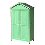 Holzschrank für den Außenbereich, Garten, Terrasse, mit verstellbaren Regalen und Design mit mehreren Fächern
