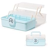 SYLANDO 27,5 cm Aufbewahrungsbox mit fächern, Sortierboxen, Nähkasten, Bastelkoffer leer, Medicine Organizer Box, Angelkoffer, Aufbewahrung for Kleinteile, Haargummi (Blau)