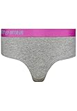 Superdry Damen Hipster-Slip aus Bio-Baumwolle mit versetztem Logo Grau Meliert/Lolly Pink 34