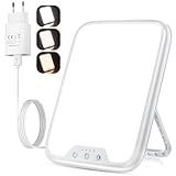 Tageslichtlampe, 10000 Lux Lichttherapielampe mit 3 Farbtemperaturen, Stufenlosem Dimmen, 4 Timer, Tageslichtleuchte Flimmer- und UV-freie LED-Technologie für Haushalte und Büro