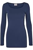 VERO MODA Damen Langarmshirt VMMAXI My LS Soft Long U - Neck NOOS, Gr. 40 (Herstellergröße: L), Blau (Black Iris)