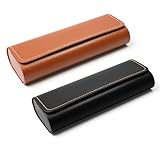 ZUYIST 2 Stück Brillenetui Hardcase Leder Metall, Brillenetui Sonnenbrille mit Magnetverschluss, Tragbares Brillen Sonnenbrillen Etui im Vintage-stil für Meisten Brillen