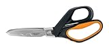 Fiskars Hochleistungsschere, Bis zu 30% mehr Kraft, Länge 26 cm, Langlebiger rostfreier Stahl/Kunststoff, Schwarz/Orange, PowerArc, 1027205