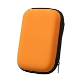 Festplatten Case Für 2,5'' Externe Festplatten,Festplattentasche Case, Portable HDD SSD case mit Innenfächer Netztaschen,Robust Stoßsicher Tasche Hülle, Hart Reise Tragen Etui Case, orange Farbe