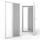 Plissee Fliegengitter Insektenschutztür nach Maß ohne Bohren – Klemmmontage für Balkontür, Schiebetür oder Terrassentür – Aluminium, Fiberglas, Weiß, Grau