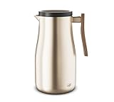alfi STUDIO ALLURE 1,0l, champagner gold mit Holz-Elementen, Isolierkanne aus doppelwandigem Edelstahl, Thermoskanne hält 12 Stunden warm, 24 Stunden kalt, Drehverschluss, Öffnung groß, BPA-frei
