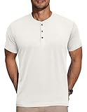 COOFANDY Herren Henley Tshirt Sommer Kurzarmshirt Henley Shirt Knopfleiste T-Shirts für Herren Freizeit T-Shirt Basic Tshirts Leicht T Shirts Atmungsaktive Weiß XL