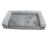 Hixingo Hundebett Grosse Hunde, rutschfest MittelgroBe Katzenbett, Hundekissen Waschbar, Flauschige Hundematte, Weiche Polsterung, für Balkon Wohnzimmer Reisen (Hellgrau 2,XL(100 * 60 * 19CM))
