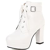 Cocey Elegante Damen Schnürschuhe Stiefeletten mit Plateau (Weiß, 43)