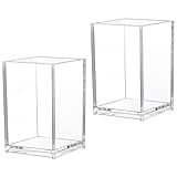 2 Stück Acryl Stiftehalter, Bleistifthalter Schreibtisch Durchsichtig Stiftebecher Make-Up Pinselhalter Organizer Stifthalter für Büro Schule Zuhause (10 x 6,5 x 6,3 cm)