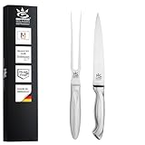 GEHRING Solingen Tranchierset Serie Ergo Grip I Messerset mit Fleischgabel und Schinkenmesser I rostfreier Edelstahl I Tranchierbesteck 15 cm I Made in Germany