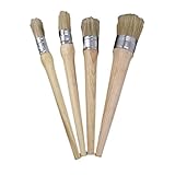 Homoyoyo 4 STÜCKE Teiliges Rundpinsel mit Langem Holzgriff Wachspinsel und Malerpinsel für Möbelrestaurierung Präzise Anwendung in Schwer Zugänglichen Bereichen Langlebig und Vielseitig