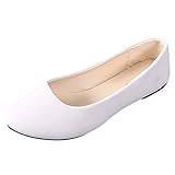 Damenschuhe, Stadtschuhe, flach, lässig, leicht, atmungsaktiv, Sneaker, ohne Schnürsenkel, einfarbig, Arbeitssneaker, schick, niedrig, bequem, weiß, 43 EU