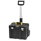 Stanley FatMax Pro-Stack Mobile Werkzeugbox (36 Liter, mit robusten Schwerlasträdern, bis 30 kg belastbar, mit Teleskophandgriff, Metallschließen, Ösen für Vorhängeschloss) FMST1-75753