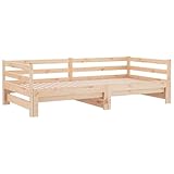 vidaXL Tagesbett, Ausziehbar Schlafsofa mit Lattenrost, Bettsofa Gästebett für Schlafzimmer Wohnzimmer, Sofa Bett Ausziehbett, 90x200cm Massivholz Kiefer