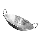 Holibanna Wok mit Doppelgriffen Rund Leichter Stabiler Haushaltstrockenwok für Herd und Camping Großer Fassungsvermögen Einfach zu Reinigen für Familien und Outdoor Küche