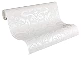 A.S. Création Black & White Vliestapete mit Ornamenten 0,53 x 10,05 m – Weiß – elegante Barocktapete Made in Germany – 255440