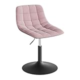 WOLTU Schminktisch Stuhl Hocker für Schminktisch, Schlafzimmer & Esszimmer - Höhenverstellbar, 360° Drehbar mit Rückenlehne, aus Bequemer Samt, Rosa, BH300rs-1