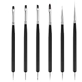 6 Stück Pinsel für Gelnägel, Doppel-Ende Nail Pinsel Kit, Professionelle Maniküre Werkzeuge Kit, Nageldesign Pinsel, für Gelpolitur Nagel designs-nägel selber machen
