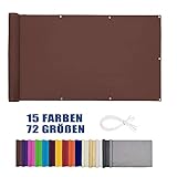 Lingle888 Balkon Sichtschutz PB2 PES blickdichte Balkonumspannung mit Ösen und Kabelbinder 8 Tage geliefert - in div.20 Größen & 14 Farben 420D(Braun,0.7x5m)