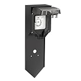 ledscom.de Garten Steckdosensäule POXO mit Erdspieß für außen, IP65, 1-fach, Edelstahl, schwarz, eckig, 40 cm, Außensteckdose, Gartensteckdose, Wasserdicht, Wetterfest, Mit Erdspieß, Außen, Boden