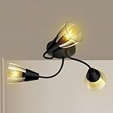 Deckenlampe LED Deckenleuchte Deckenstrahler,LED Deckenspots E14 3 Schwarzer Glaslampenschirm Küchenlampe Wohnzimmer,Flurlampe Hanging Light Ceiling Modern für Flur,Küche,Schlafzimmer.Keine Glühbirne