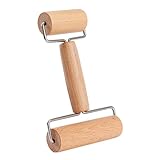 Nudelholz Holz,Teigroller Nudelholz mit Zwei Rollen Teigroller Rollstab Doppelkopf Pizzarolle Holzgebäck für Bäcker Fondant Kuchen Pie Pizza Cookie Rolling Pin