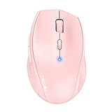 TECKNET Bluetooth Maus Kabellos, 3200 DPI, 24 Monate Batterielebensdauer, 6 Verstellbare DPI Level, Funk Mit Batterieanzeige für PC Mac - Rosa
