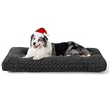 BEDSURE Hundebett Grosse Hunde waschbar - 104x74x9cm XL Hundekissen Flauschiges für große Hunde, plüsch Hundebett mit rutschfeste Unterseite und Seitengriff, dunkelgrau
