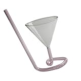 Garneck Weinbecher aus Glas Getränkebecher glasswear Trinkgläser Portweingläser klare Tassen Kelch biergläser beer mug party sachen Bierglas Cocktailbecher mit Strohhalm Cocktail Glas Rosa