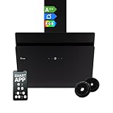 KKT KOLBE Dunstabzugshaube 80 cm | Kopffreie Wandhaube | Edelstahl | schwarzes Glas | WLAN | Nachlaufautomatik | RGBW-LED-Beleuchtung | SensorTouch Bedienung | SOLO809SHCM