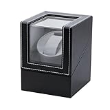 Mcbazel Automatik Uhrenbeweger 1 Uhr aus PU-Leder, leiser Watch Winder für Automatikuhren – Uhrenbeweger mit japanischem Motor, Batteriebetrieb oder Netzteil, schwarz