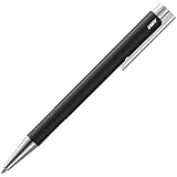LAMY logo M+ Kugelschreiber 204 aus bruchfestem Kunststoff in der Farbe matt schwarz mit verchromter Spitze und Drücker, inkl. Großraummine LAMY M 16 Strichbreite M in schwarz