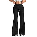 CreoQIJI Hose Damen Schlaghose Sexy Y2K Low Waist Yogahose Lang Stretch Bootcut Freizeithose mit Gummizug Jogginghose Grau Flared Hose Lässige Sport Trainingshose Bequem Sweathose Sporthose