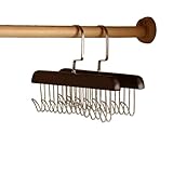 Whakano 1 Stück Multifunktional Bügel aus Holz360 Grad,Kleiderbügel mit 8 Haken,Kleiderschrank,Krawattenhalter,Gürtelhalter,Schrank Organizer für Krawatten Gürtel Schals Hosenträger,28cmx19cm,Braun
