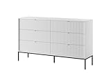 BETTSO - Kommode mit Schubladen NOVA - Sideboard Wohnzimmer - Schubladenkommode Modern für Wohnzimmer, Schlafzimmer, Flur - 154x39x91 cm - Weiß - Gestellfarbe Schwarz