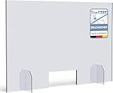 Trofecto Spuckschutz mit Durchreiche aus PETG Acrylglas als Thekenaufsatz - Acrylglas Platte - Typ 5 (80x70cm, Stärke 5mm)