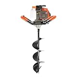 Xigner 71CC Benzin Erdbohrer 2-Takt Gartenbohrer Erdlochbohrer mit 3 Bohrern (100, 150, 200 mm) Handerdbohrer Motor für Zaunpfosten, Handheld Erdbohrgerät