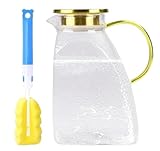 Wasserkaraffe für Kühlschrank,1800ML Kühlschranktür Karaffen, Glas Krug, Wasserkrug mit Deckel, HeißEs Kaltes Wasser Eistee Wein Kaffee Milch Saft, für Hausgemachte DIY