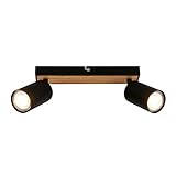 BRILONER - Deckenlampe schwenkbar, GU10 Fassung, max. 9 W, Deckenleuchte, Lampe, Wohnzimmerlampe, Schlafzimmerlampe, Küchenlampe, Deckenstrahler, Deckenbeleuchtung, 25,5cm, Schwarz-Holz