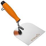 STRÜBER Maurerkelle (120 mm) Edelstahl Stukkateurkelle mit Softgriff - Gipserspachtel Rostfreie mit Gummigriff - Putzkelle - Stukkateurspachtel für Mauererarbeiten - Made in EU