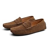 Penny Loafer Für Herren, Flache Schuhe Aus Wildleder, Modische Herrenschuhe, Slip on Boat Deck, Lässige Mokassin-Hausschuhe Für Unisex-Erwachsene Und Jugendliche (Brown,48)