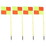 VGEBY Eckfahnen-Set für Fußballplatz mit 4 Quadratischen Flaggen, 4 Stück, 2 Abschnitte, 1,5 M, Fußballstangen, Fußballausrüstung für das Training Im Freien
