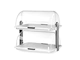 HENDI Buffet-Vitrine, doppelt, Doppeldecker, Rolltop-Präsenter, Käse- und Brotkasten, Transparente Rollabdeckung oben, 380x260x(H)355mm, Polystyrol