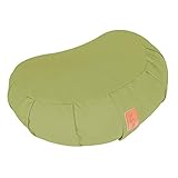GORILLA SPORTS® Yoga-Kissen Halbmond Sitzhöhe 19 cm Grün – Meditationskissen mit waschbarem Baumwoll-Bezug und Bio-Dinkelfüllung