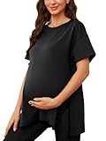 Love2Mi Damen Umstandstop Kurzarm Umstandsmode Umstandskleidung Tops Schwangerschaft Umstands T-Shirt