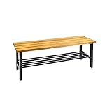 PROREGAL Garderobenbank Seahorse mit Schuhrost | HxBxT 42x100x40cm | Holz/Schwarz | Bank Sitzbank Umkleidebank