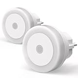 Briignite Nachtlicht Steckdose, LED Nachtlicht mit Dämmerungssensor 0.5W Steckdosenlicht Warmweiß 3000K für Kinderzimmer, Schlafzimmer, Duschraum, Korridor, Treppe, Küche, 230V, 2 Pack