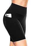 TNNZEET Radlerhose Damen Hohe Taille Kurze Sporthose Leggings Blickdicht Sommer Shorts Yoga Hose für Gym Sport (Schwarz-1,XXL)